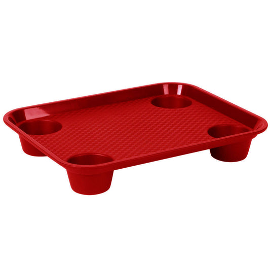 17 inch x 14 inch Fast Food Tray/w Holders Red Polycarbonate,6 Packs AEZ1_H5LPW95